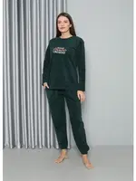 Yuvarlak Yaka Welsoft Polar Uzun Kollu Pijama Takımı Akbeniz 8516 Petrol görsel 5