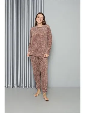 Akbeniz Yuvarlak Yaka Welsoft Polar Kadın Pijama Takımı Akbeniz 8519 - Alternatif Görünüm