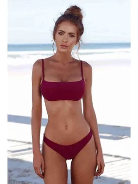 Angelsin String Düz Bikini Altı Bordo Angelsin 4741
