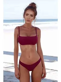 Angelsin String Düz Bikini Altı Bordo Angelsin 4741