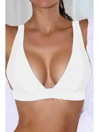 Angelsin Kalın Askılı Kaplı Bikini Üstü Beyaz Angelsin MS4373