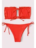 Angelsin Brezilya Model Büzgülü Bağlamalı Bikini Altı Kırmızı MS41649 Kırmızı farklı açı