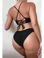 Arkadan Büzgülü Brezilyan Bikini Altı Angelsin MS42288 Siyah detay görünüm