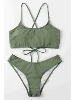 Brezilyan Arkadan Büzgülü Sırt Bağlamalı Bikini Takım Angelsin 4228 Yeşil görsel 4