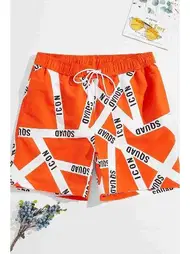 Angelsin Angelsin Erkek Basic Standart Boy Baskılı Mayo Cepli Deniz Şortu Çok Renkli