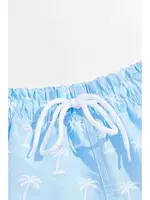 Basic Standart Boy Palmiye Baskılı Mayo Cepli Deniz Şortu Mavi Mavi görsel 5