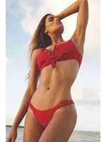 Angelsin Kırmızı Çıtçıtlı Bikini Üstü Kırmızı Kırmızı görsel 6