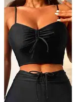 Önden Ayarlı Büzgülü Bikini Üstü Angelsin 43329 Siyah detay görünüm