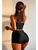 Önden Ayarlı Büzgülü Bikini Üstü Angelsin 43329 Siyah farklı açı