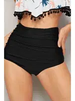 Önden Büzgülü Yüksek Bel Bikini Altı Angelsin Siyah