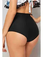 Önden Büzgülü Yüksek Bel Bikini Altı Angelsin Siyah detay görünüm