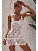 Angelsin Örme Pamuk Özel Tasarım Pareo Plaj Elbisesi Kimono Kaftan Beyaz görsel 5