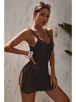 Angelsin Örme Pamuk Özel Tasarım Pareo Plaj Elbisesi Kimono Kaftan Siyah Siyah görsel 5