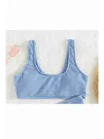 Fitilli Özel Kumaş Tankini Bikini Üstü Angelsin Mavi görsel 5