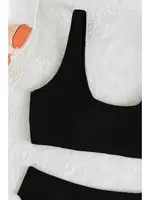 Angelsin Özel Fitilli Kumaş Tankini Bikini Üstü Siyah Siyah görsel 4