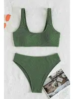 Özel Fitilli Kumaş Tankini Bikini Üstü Angelsin 41699 Yeşil farklı açı