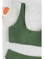 Özel Fitilli Kumaş Tankini Bikini Üstü Angelsin 41699 Yeşil görsel 4