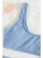 Yüksek Bel Fitilli Kumaş Tankini Bikini Takım Angelsin 4169 Mavi farklı açı