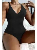 Özel Kumaş Çapraz Sırt Dekolteli Mayo Mayo Siyah Angelsin 4324 Siyah