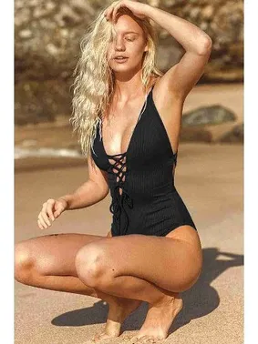 Angelsin Özel Kumaş Mayo Siyah Angelsin MS4294