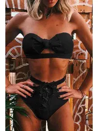 Angelsin Önden Büzgülü Straplez Bikini Üstü Angelsin 4185