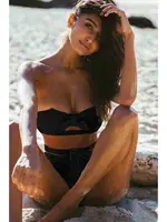 Önden Büzgülü Straplez Bikini Üstü Angelsin 4185 Siyah detay görünüm