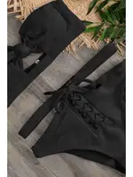 Önden Büzgülü Straplez Bikini Üstü Angelsin 4185 Siyah farklı açı