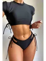 Angelsin Özel Tasarım Bikini Üstü Siyah Siyah