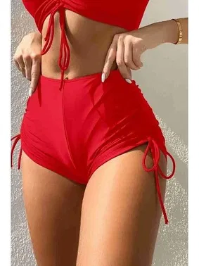 Angelsin Büzgü Detaylı Yüksek Bel Bikini Altı Kırmızı Angelsin 43188