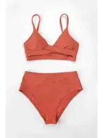 Angelsin Özel Tasarım Önden Çarpraz Bikini Üstü Kırmızı MS42009 Kırmızı farklı açı