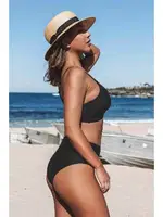 Angelsin Özel Tasarım Önden Çarpraz Bikini Üstü Siyah MS42009 Siyah farklı açı