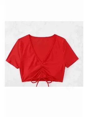 Angelsin Önden Büzgülü Kısa Kol Bikini Üstü Angelsin 43189 - Alternatif Görünüm