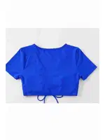 Yarım Kol Büzgülü Bikini Üstü Mavi Angelsin 43189 Mavi detay görünüm