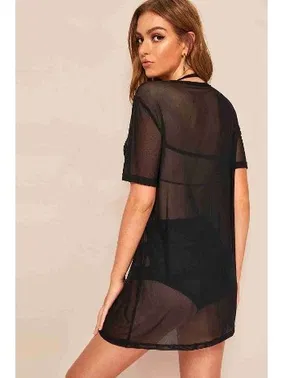 Angelsin Transparan Tül Plaj Elbisesi Pareo Angelsin 4348 - Alternatif Görünüm