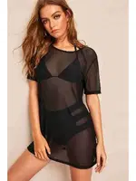 Transparan Tül Plaj Elbisesi Pareo Angelsin 4348 Siyah farklı açı