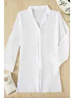 Şifon Gömlek Plaj Elbisesi Pareo Kimono Beyaz Angelsin MS4357 farklı açı