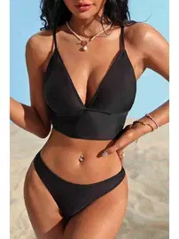 Angelsin Astarlı Düz Bikini Altı Siyah Angelsin 4183