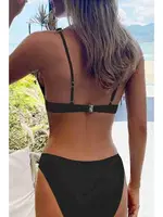 Desteksiz Kaplı Üçgen Bikini Üstü Angelsin MS41689 Siyah farklı açı