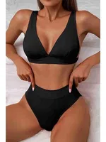 Angelsin Şık Bikini Üstü Siyah Siyah