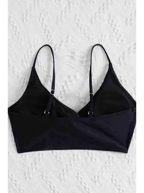 Angelsin İnce Askılı Şık Bikini Üstü Siyah MS43499 - Alternatif Görünüm