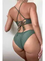 Sırt Bağlamalı Bikini Üstü Angelsin 42289 Yeşil detay görünüm