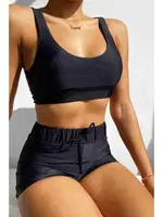 Kalın Askılı Tankini Bikini Üstü Angelsin 4216 Siyah detay görünüm