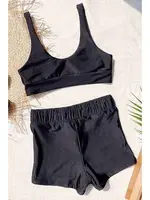 Kalın Askılı Tankini Bikini Üstü Angelsin 4216 Siyah görsel 4