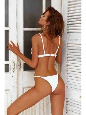 Angelsin Üçgen Ayar Askılı Bikini Üstü Beyaz Angelsin 3998 - Alternatif Görünüm