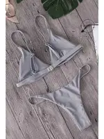 Ayar Askılı Üçgen Bikini Üstü Gri Angelsin 4000 Gri farklı açı