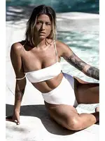 Yüksek Bel V Kesim Bikini Altı Beyaz Angelsin 4219 Beyaz detay görünüm