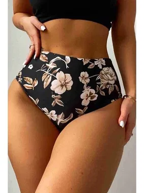 Angelsin Angelsin Yüksek Bel Baskılı Bikini Altı MS43238-Siyah - Alternatif Görünüm