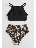 Baskılı Yüksek Beli Tankini Bikini Takım Siyah Angelsin 4323 görsel 6