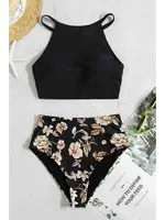 Baskılı Yüksek Beli Tankini Bikini Takım Siyah Angelsin 4323 görsel 7