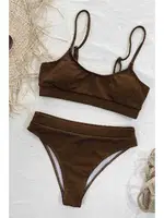 Yüksek Belli Geniş Kesim Fitilli Kumaş Bikini Altı Angelsin Kahverengi Kahverengi farklı açı